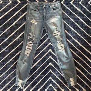 American Eagle Outfitters Light Blue Distressed Skinny Jeans